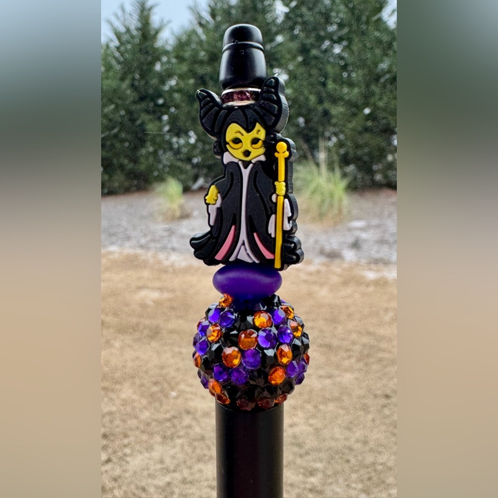 Disney Maleficent Inspired Handcrafted Beaded & Rhinestone Pen Stationery Gift